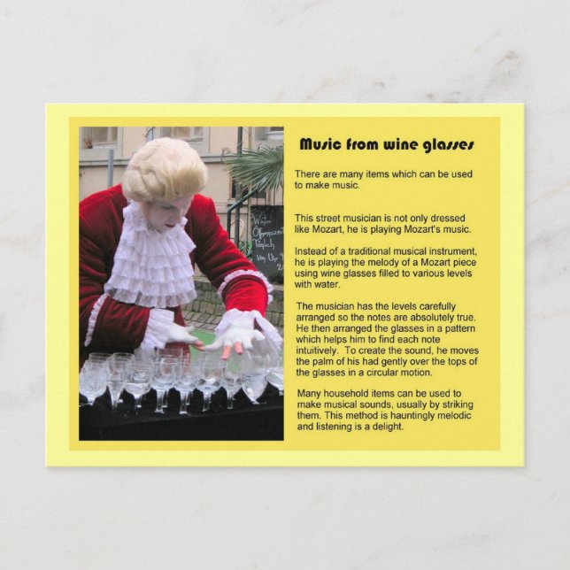 Cartão Postal Música, Música de vidros de vinho (Frente)