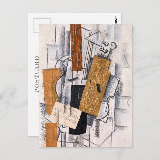 Cartão Postal Música para Violino e Folha | Georges Braque | (Frente/Verso)