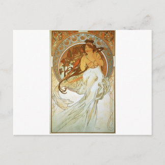 Cartão Postal Música por Alphonse Mucha