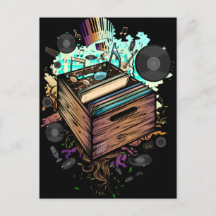 Cartão Postal Música Vinyl Crate