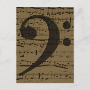 Cartão Postal Musical Bass Clef sheet