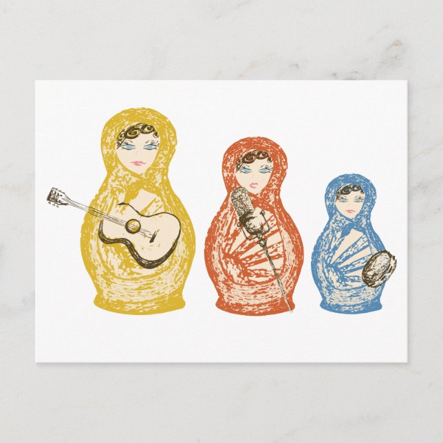 Cartão postal Musical Matryoshka Dolls (Frente)
