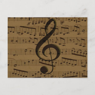 Cartão Postal Musical Treble Clef sheet