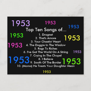 Cartão Postal Músicas de 1953
