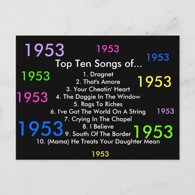Cartão Postal Músicas de 1953 (Frente)