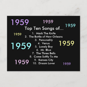 Cartão Postal Músicas de 1959