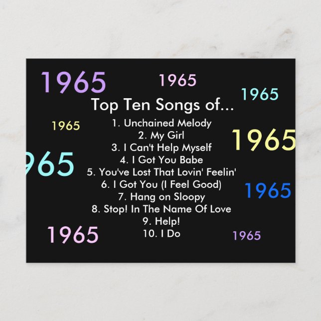 Cartão Postal Músicas de 1965 (Frente)