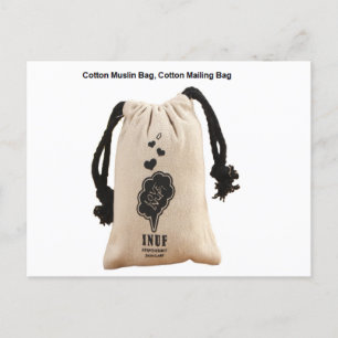 Cartão Postal Muslin Bag, Cotton Mailing Bag, Favor Bag