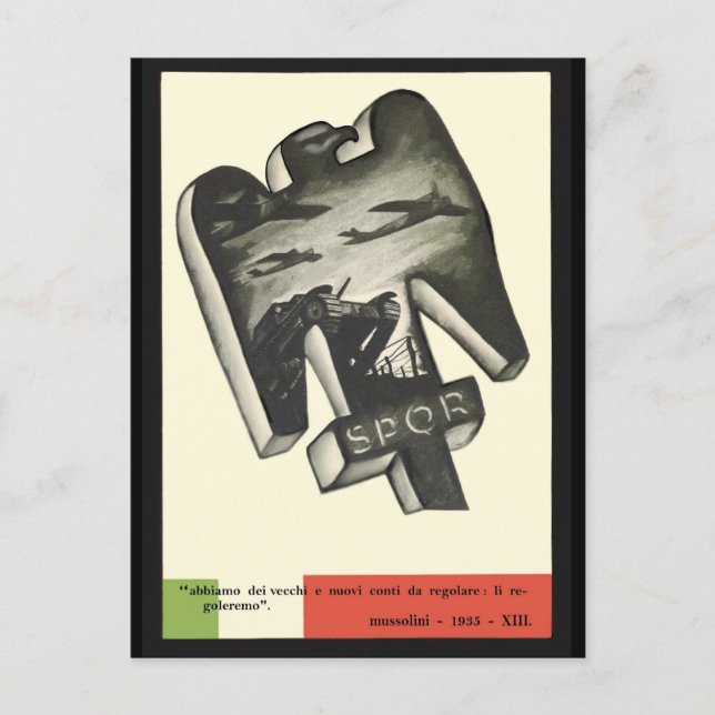 Cartão Postal Mussolini Propaganda (Frente)