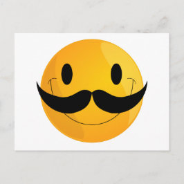 Cartão Postal Mustache Happy Face Emoji