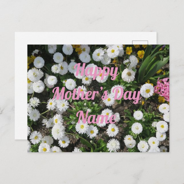 Cartão Postal muttertag,kleine weiße frühlingsblume rosa schrift (Frente/Verso)