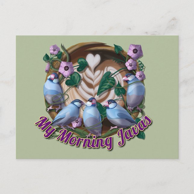 Cartão Postal My morning JAVA with Java sparrows (Frente)