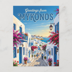 Cartão Postal Mykonos Cidade Velha Grécia