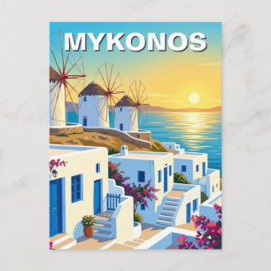 Cartão Postal Mykonos Grécia Cyclades Viagem Rua