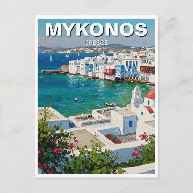 Cartão Postal Mykonos Grécia Ilhas Gregas Pequena Veneza (Frente)