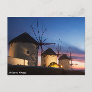 Cartão Postal Mykonos Windmill Sunset, Grécia
