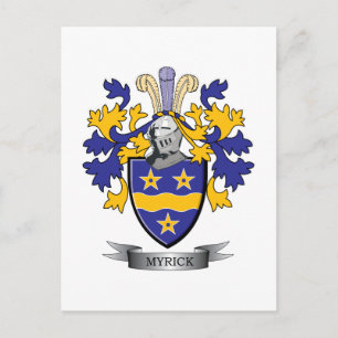 Cartão Postal Myrick Family Crest Casaco de Braços