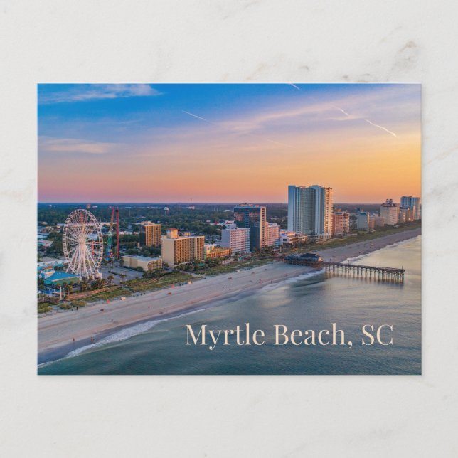 Cartão Postal Myrtle Beach, South Carolina City Beach View (Frente)