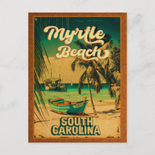 Cartão Postal Myrtle Beach South Carolina Retro Sunset Souvenir