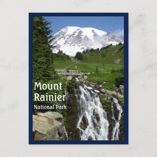 Cartão Postal Myrtle cai (o Monte Rainier N.P.) com texto