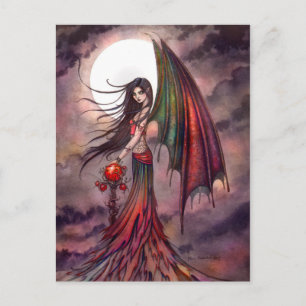 Cartão Postal Mystic Autumn Vampire Halloween Fairy Fantasy Art