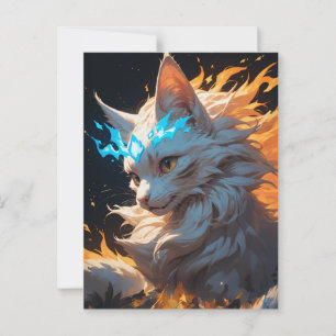 Cartão Postal Mystical Flame Cat Familiar