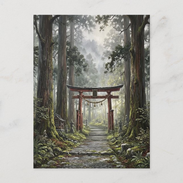 Cartão Postal Mystical forest and torii gate that symbolizes it (Frente)