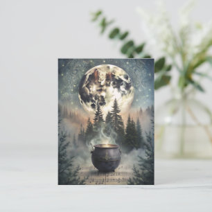 Cartão Postal Mystical Moonlit Forest Cauldron - Arte Magica Tes