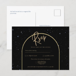 Cartão Postal Mystique BLACK DOURADO Starry Night Weding RSVP