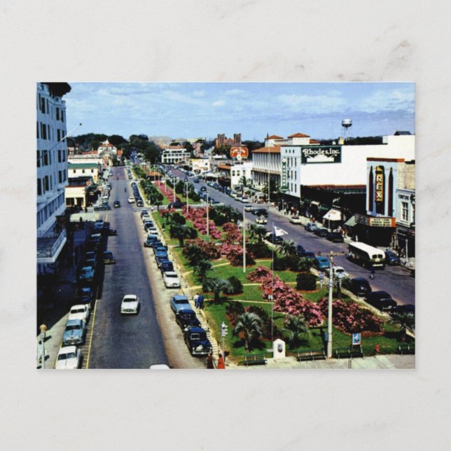 Cartão Postal N Palafax Rua, Pensacola FL Vintage. (Frente)