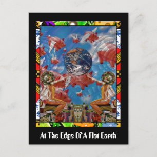 Cartão Postal Na Borda De Uma Terra Plana