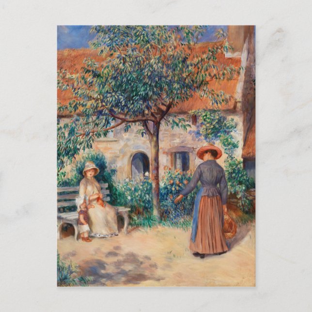 Cartão Postal Na Bretanha, por pintura impressionista de Renoir (Frente)