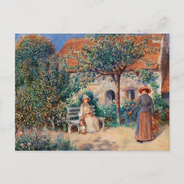 Cartão Postal Na Bretanha, por pintura impressionista de Renoir (Frente)