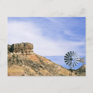 Cartão Postal NA, EUA, Texas Windmill e penhascos de Palo Duro