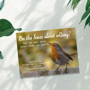 Cartão Postal Na imobiliária On the Fence cartão-postal de Robin