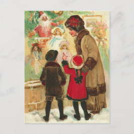 Cartão Postal Na janela da loja de brinquedos de Natal