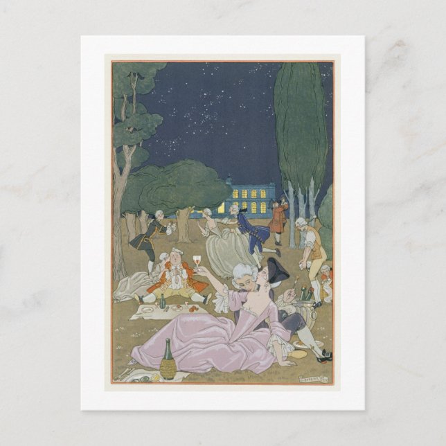 Cartão Postal Na lei, ilustração de 'Fetes Galantes' por (Frente)