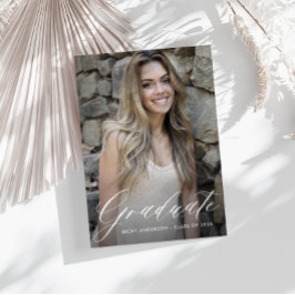 Cartão Postal na moda branco de graduação salvar a data