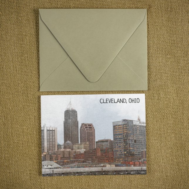 Cartão Postal Na moda Cleveland Ohio Skyline View (cleveland ohio usa vintage travel postcard)