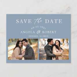 Cartão Postal Na moda Dusty Blue 2 Foto Salvar Data