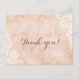 Cartão Postal Na moda Lace Rosas Antigo Casamento de Papel Obrig