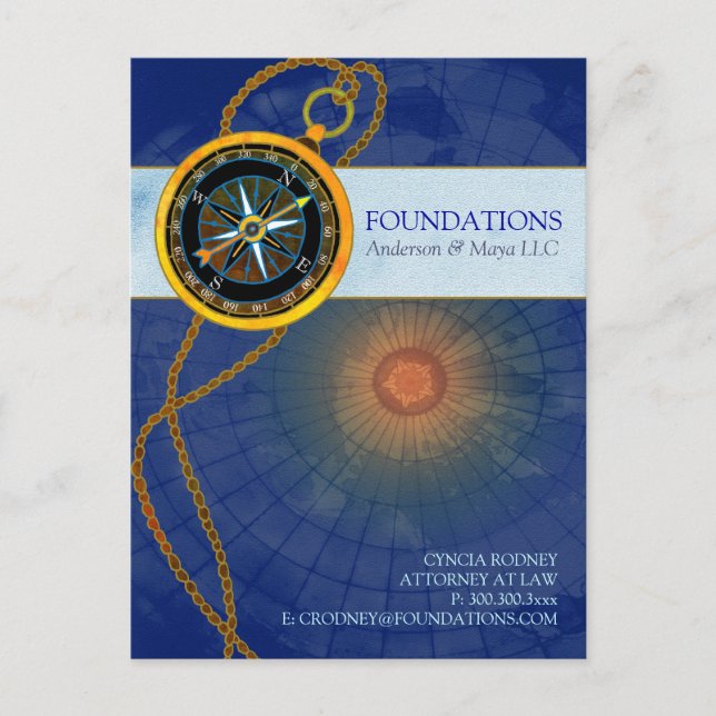 Cartão Postal Na moda Modern Compass Business Promotion (Frente)