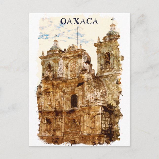 Cartão Postal Na moda Oaxaca México Templo de Santo Domingo (Frente)