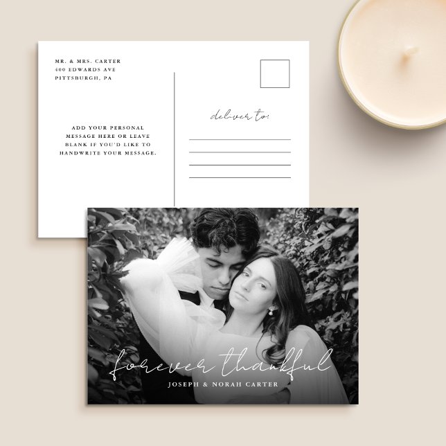 Cartão Postal Na moda Script Para Casamento De Agradecimento (Criador carregado)