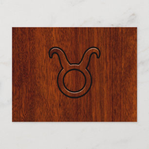 Cartão Postal Na moda Taurus Zodiac Sinal em Mahogany como impre