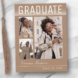 Cartão Postal Na moda Trendy Chic 3 Photo Taupe Beige Graduação