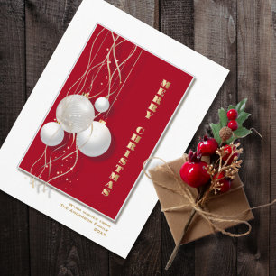 Cartão Postal Na moda Vermelho e Branco Feliz Natal