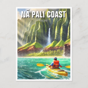 Cartão Postal Nā Pali Coast Kauai Hawaii Viagem Kayak