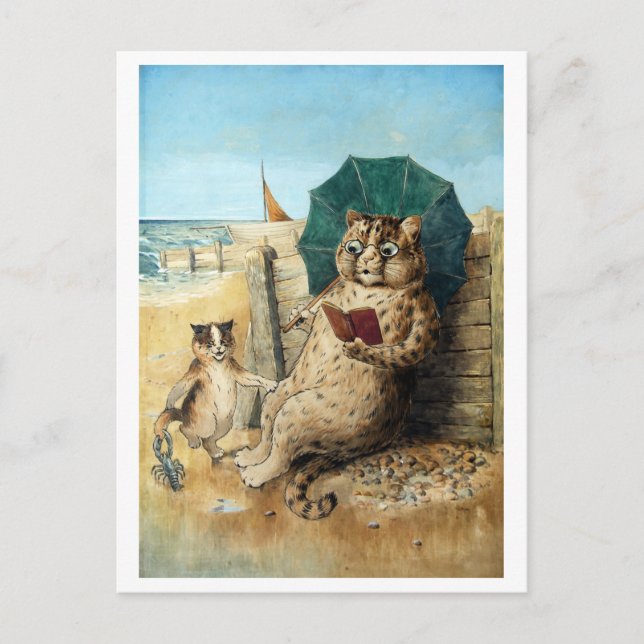 Cartão Postal Na Praia, Louis Wain (Frente)