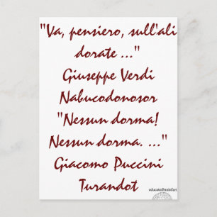 Cartão Postal Nabucco e Turandot